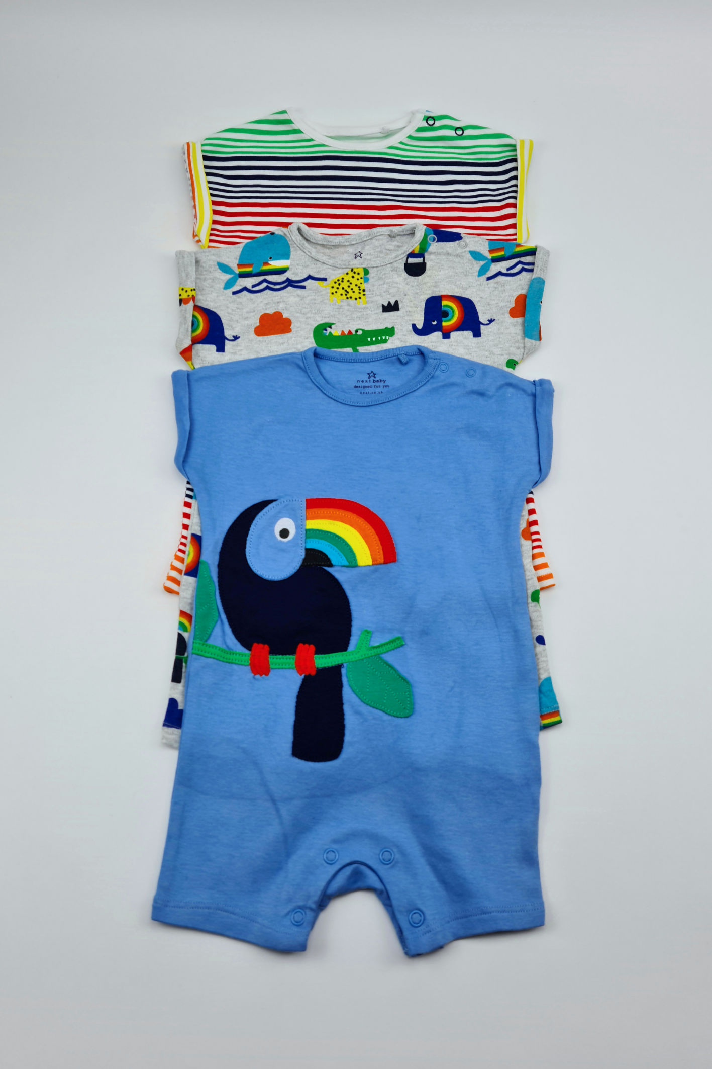 3-6m - 3 Pack Cotton Romper Suits (Next)