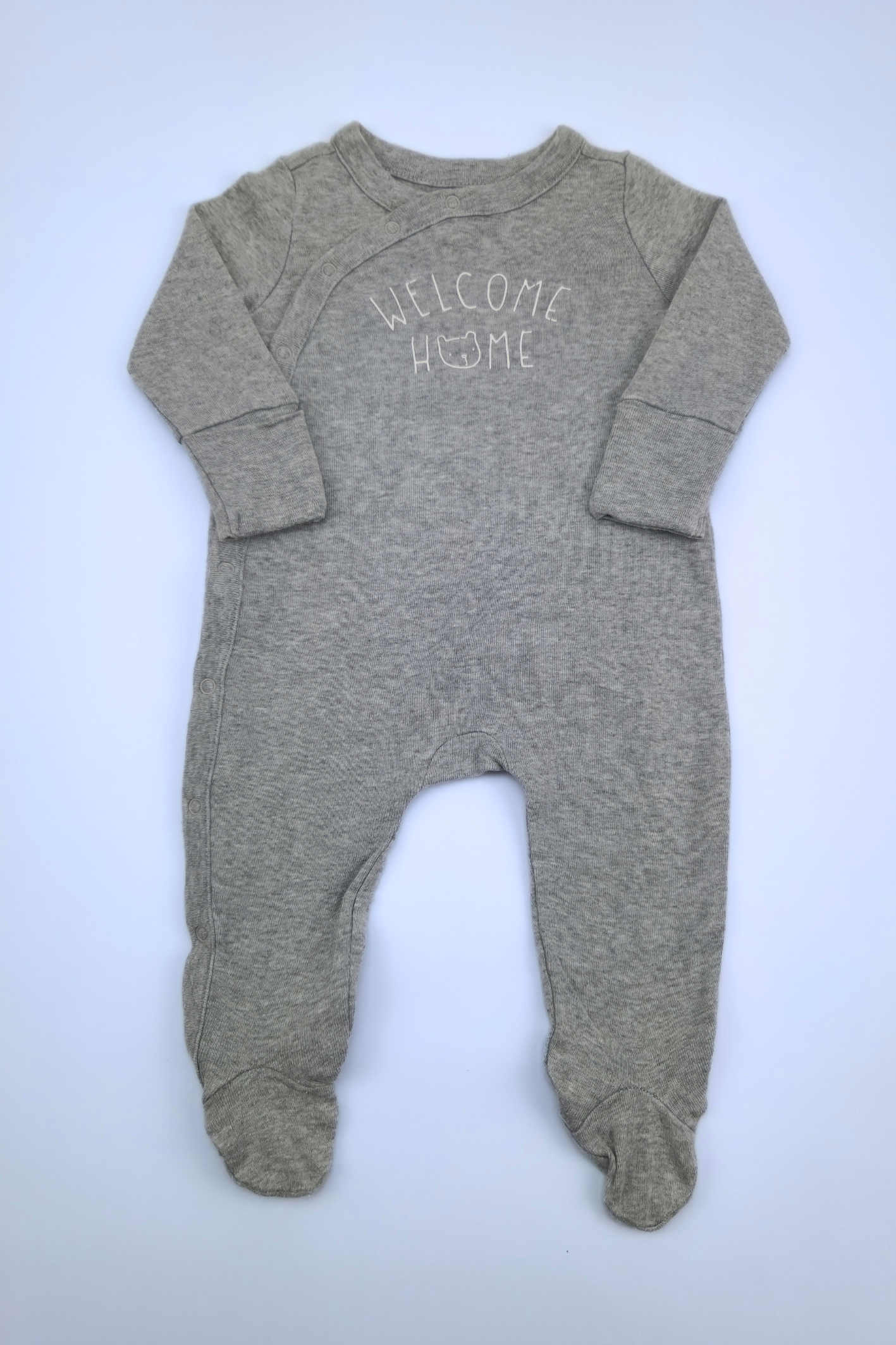 0-3m BabyGap'welcome Home' Grey Jumpsuit