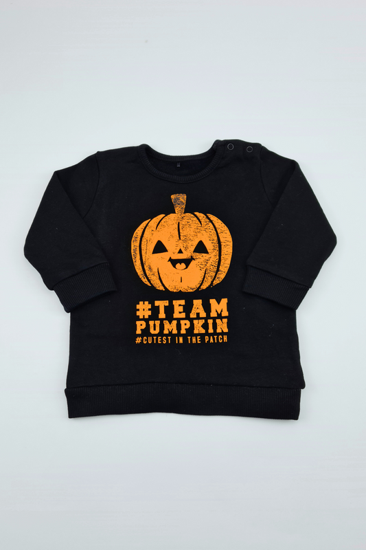 3-6m - Halloween Team Pumpkin Slogan Sweatshirt (George)