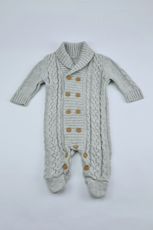 Newborn Grey Cable Knit All In One Outfit (Matalan)