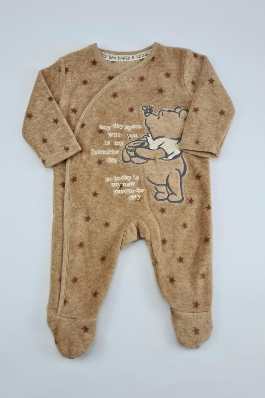 Neutral Newborn Brown Stars Winnie The Pooh Fleece Outfit (George)