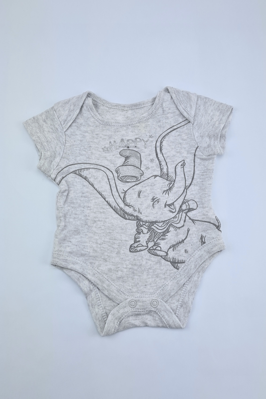 0-3m - Dumbo Grey Bodysuit