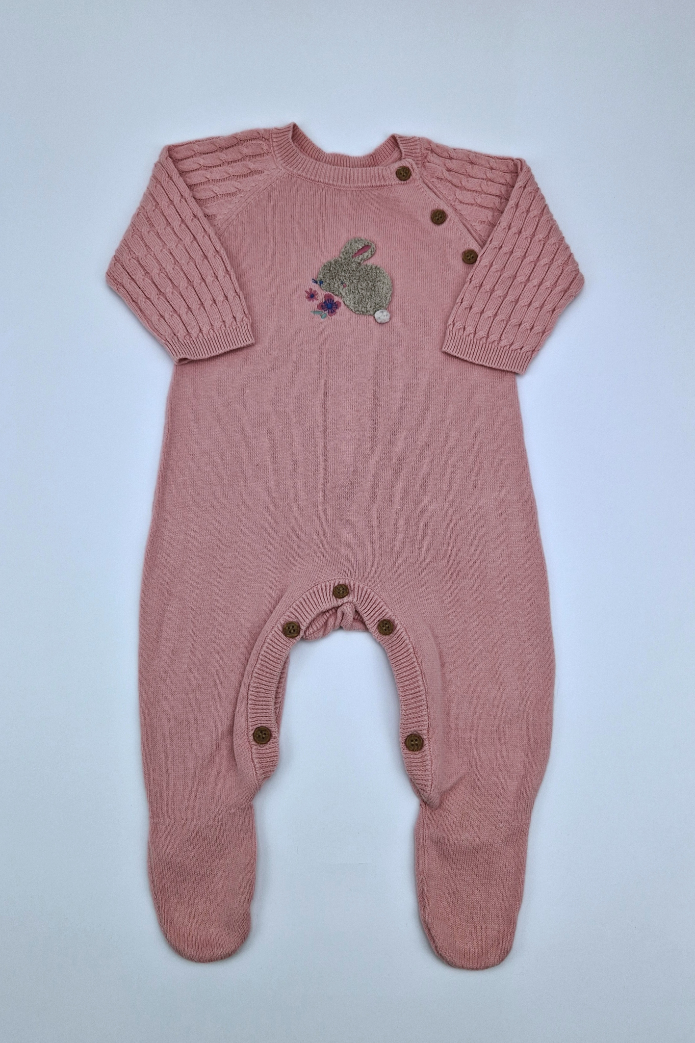 0-3m Full Sleeves Knitted Bunny Romper