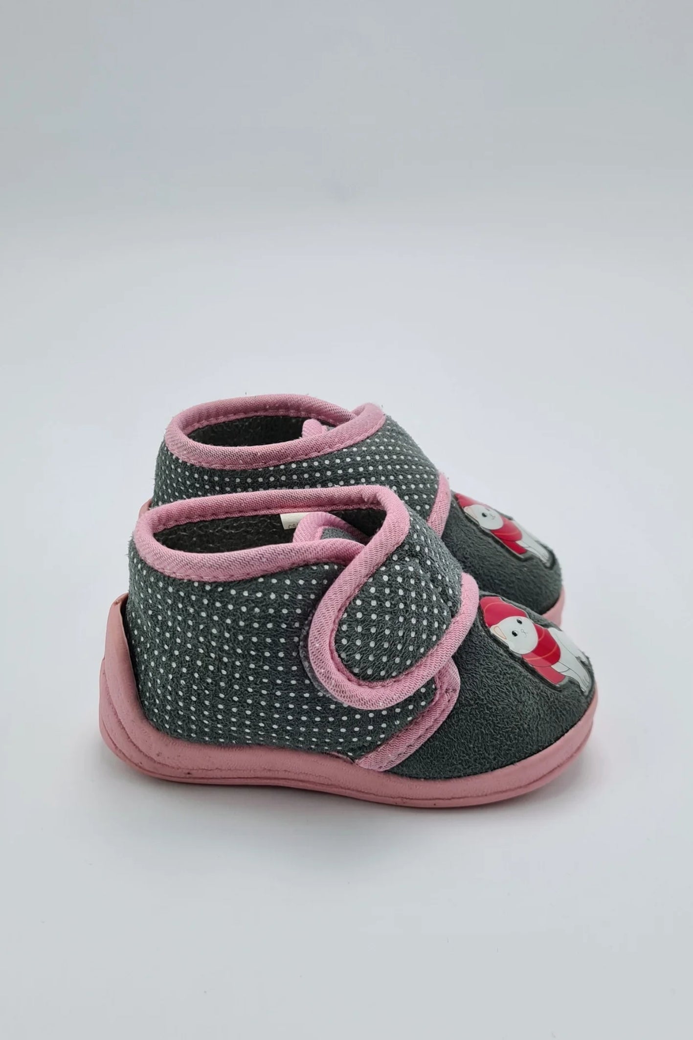 Size 4 - Velour Pink & Grey Slippers