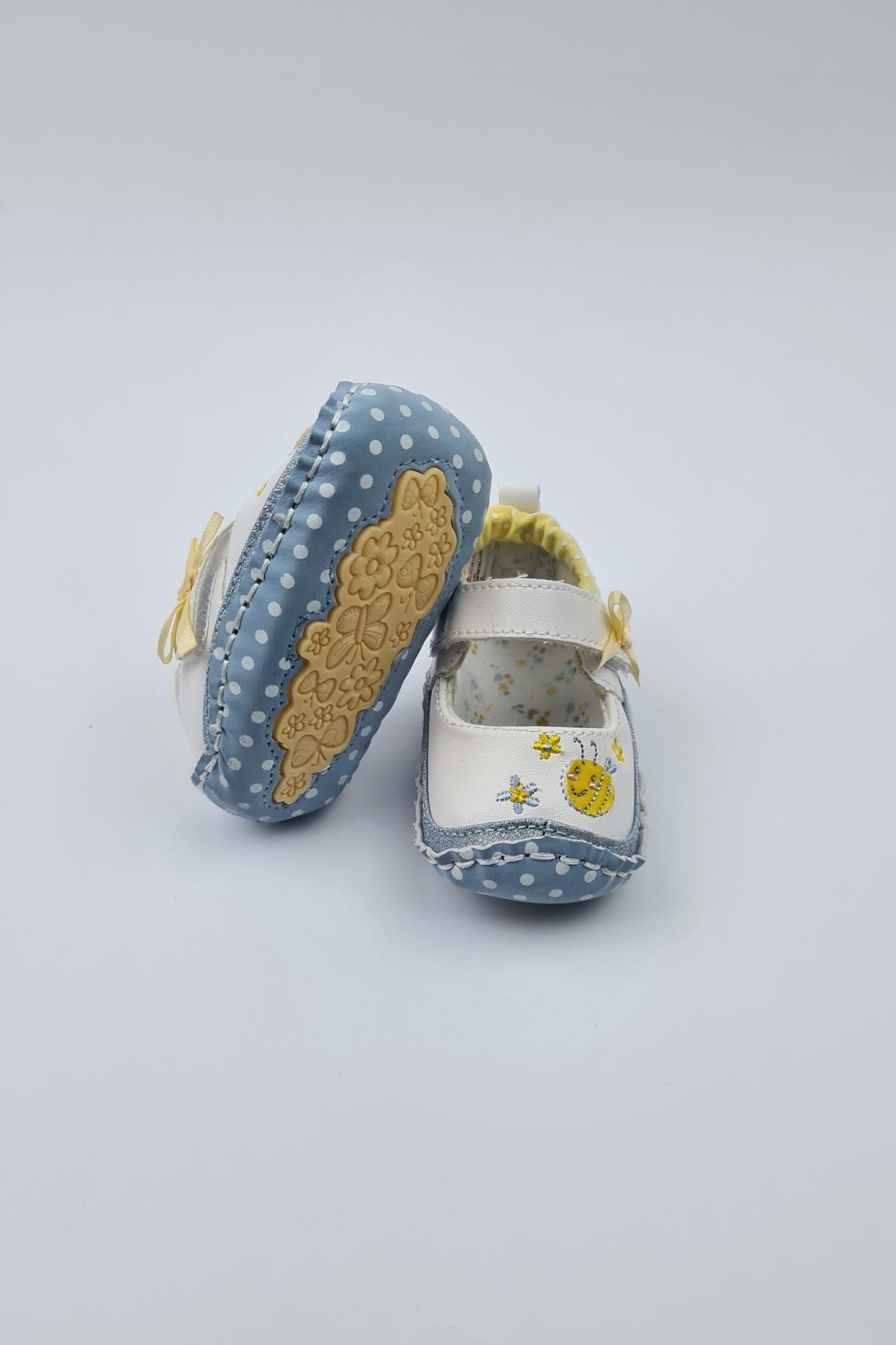 3-6m - Bee Happy White Moccasin Shoes (Matalan)