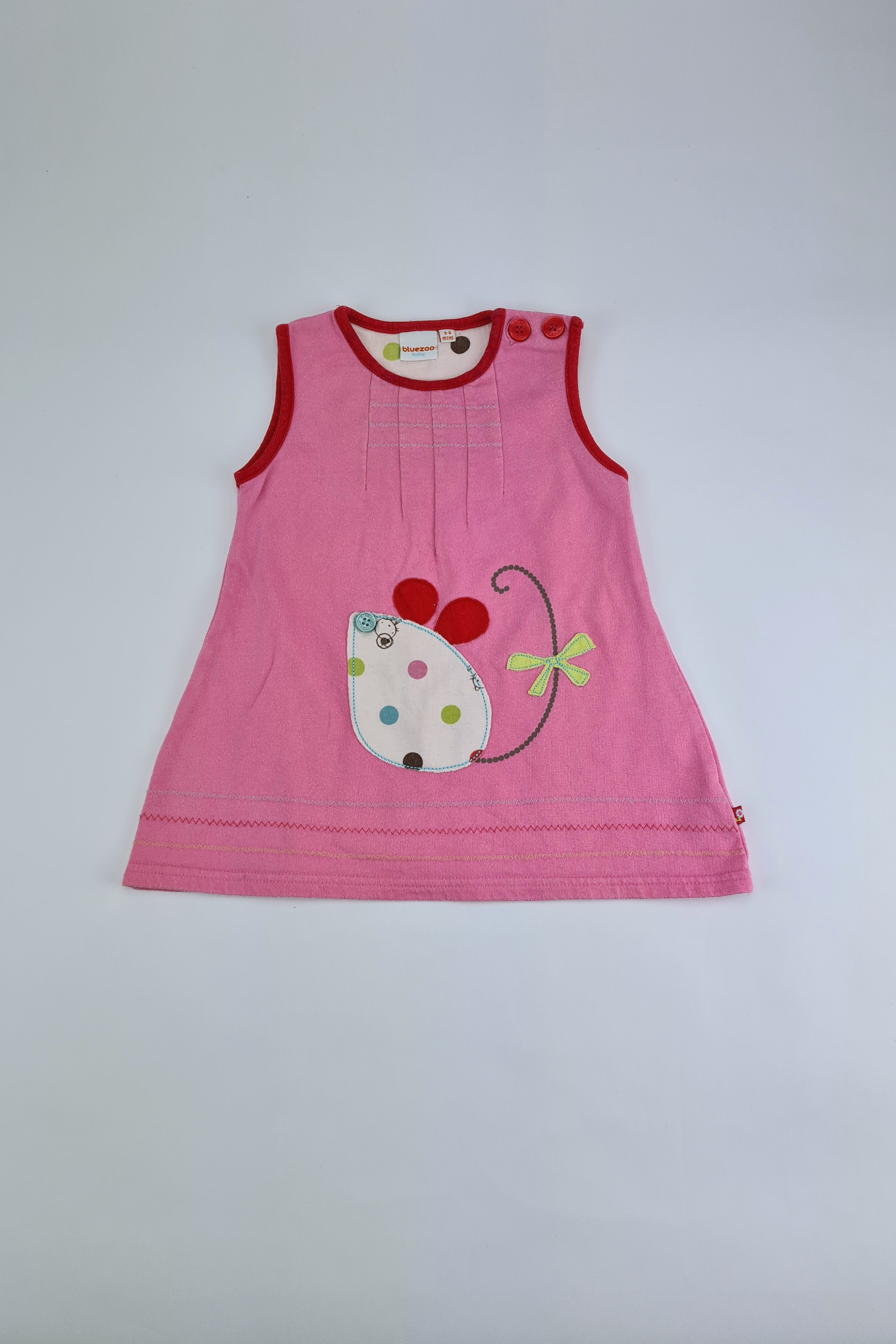 3-6m - Bluezoo Embroidered Character Pink Dress