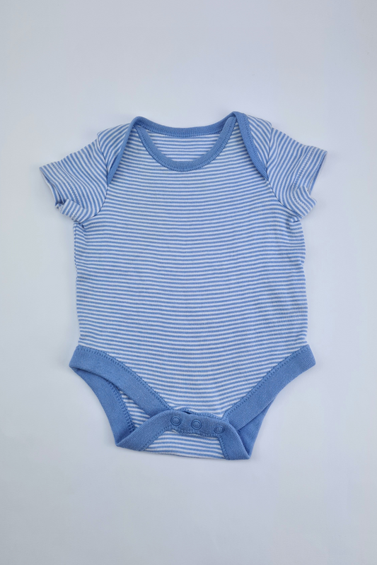 0-3m - Blue Striped Shortsleeve Bodysuit