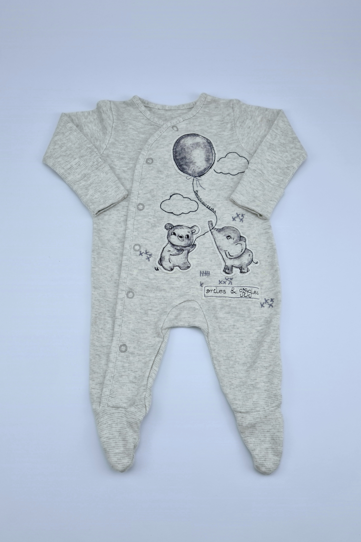 0-3m Grey Baby Grow Suit