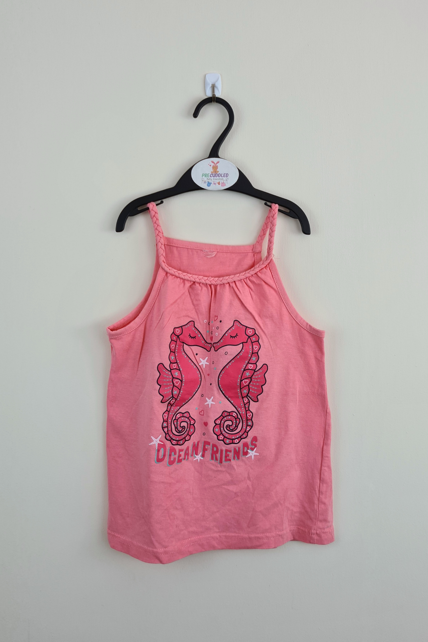 4-5y - 'Ocean Friends' Pink Sleeveless Top