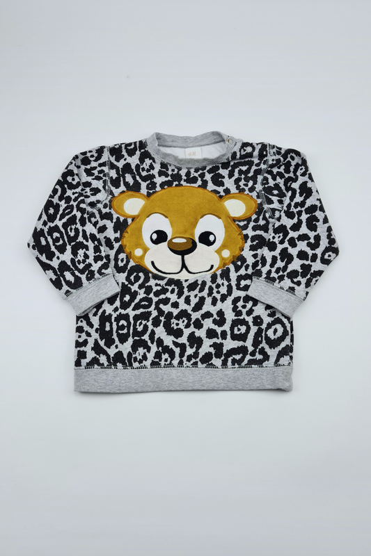 12-18m - Cheetah Print Bear Sweater (H&M)