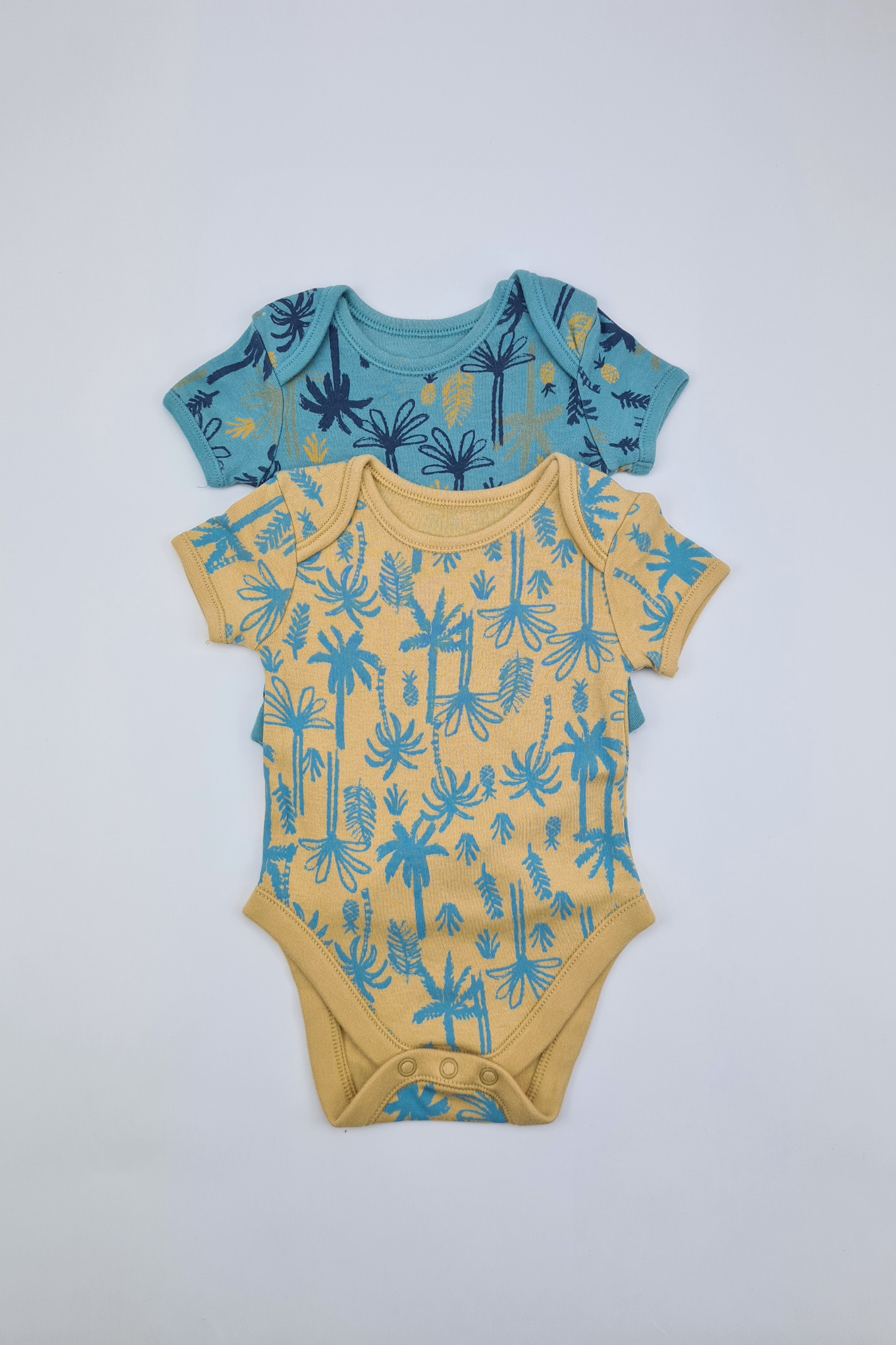 3-6m - Tropical Print Short Sleeve Bodysuit 2 Pack (George)