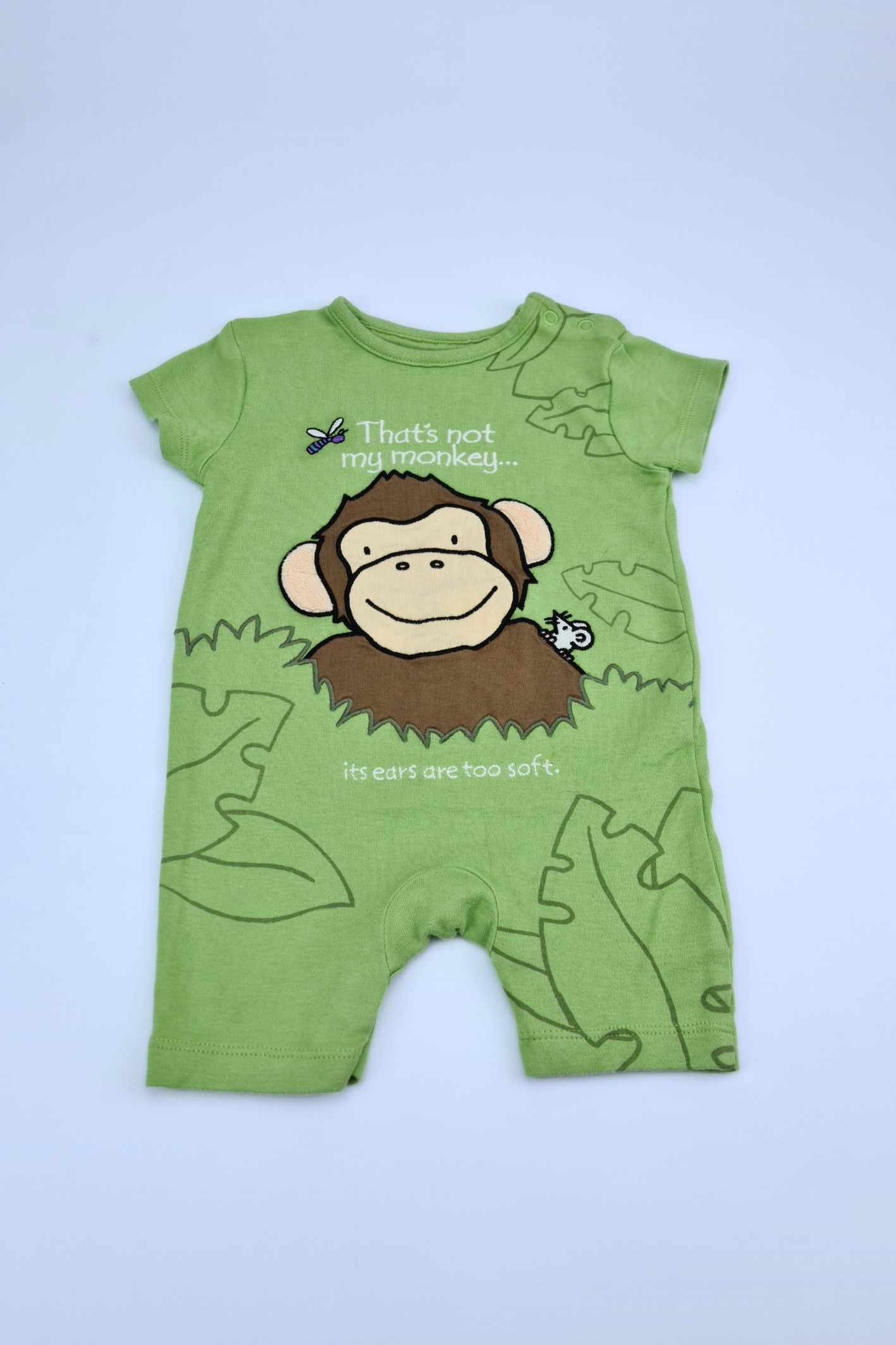 3-6m 'That's Not My Monkey It's Ears Are Too Soft' Summer Romper