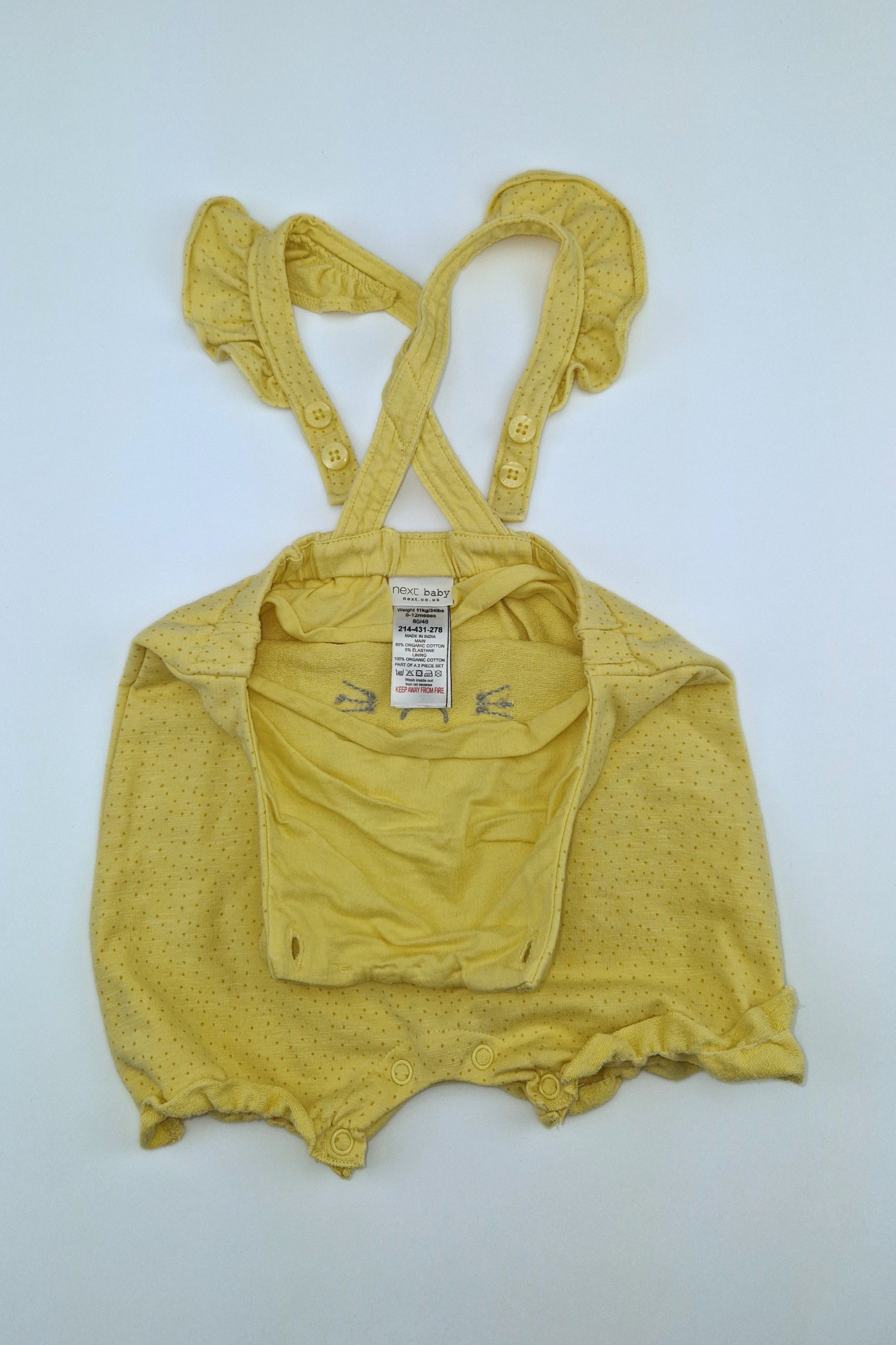9-12 Months Yellow Bunny Next Romper
