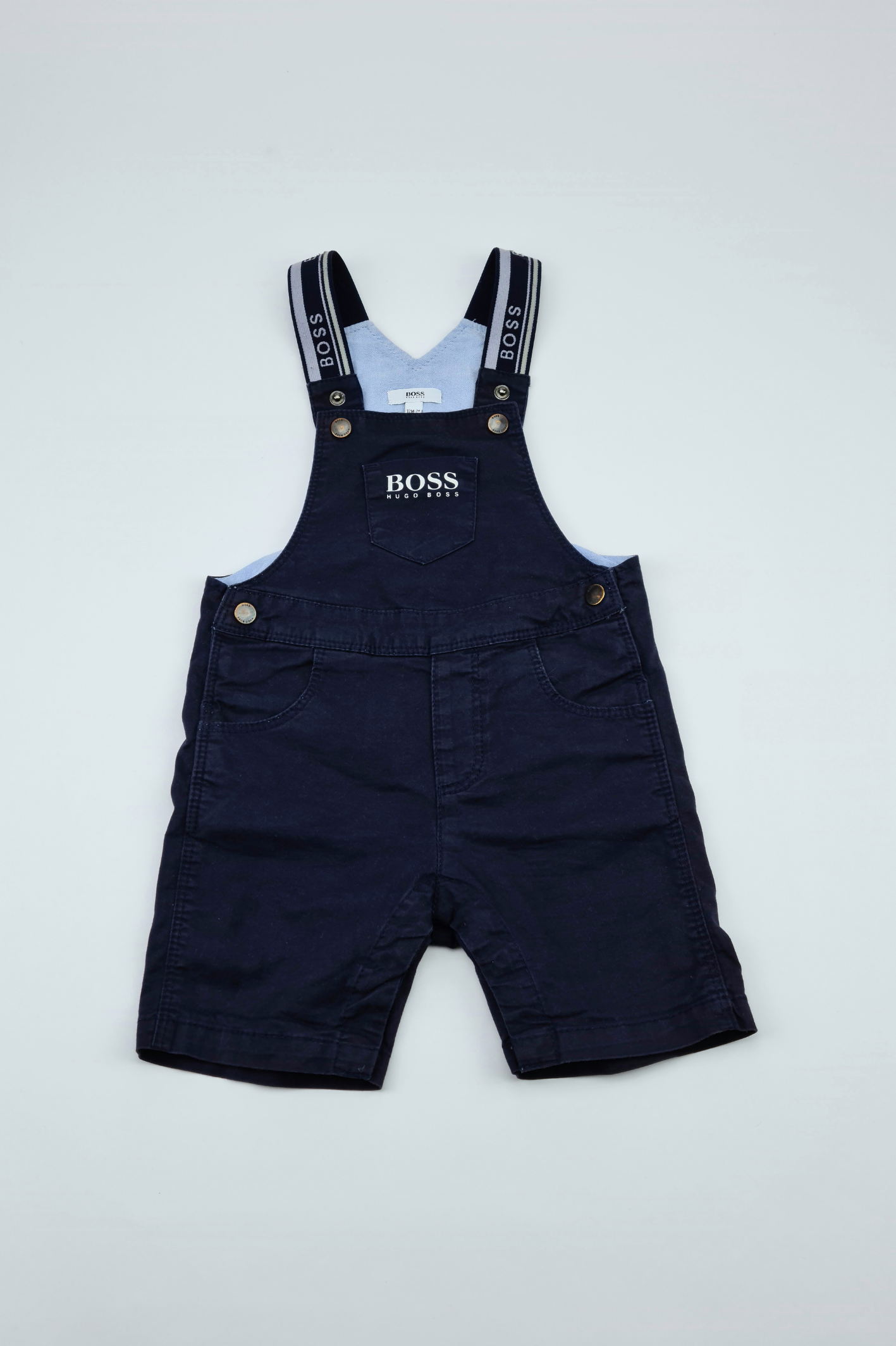 12m - Navy Blue Boss Baby Dungarees (Hugo Boss)
