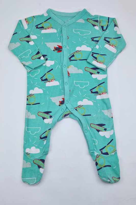 3-6m - Helicopter Print Sleepsuit (Mothercare)