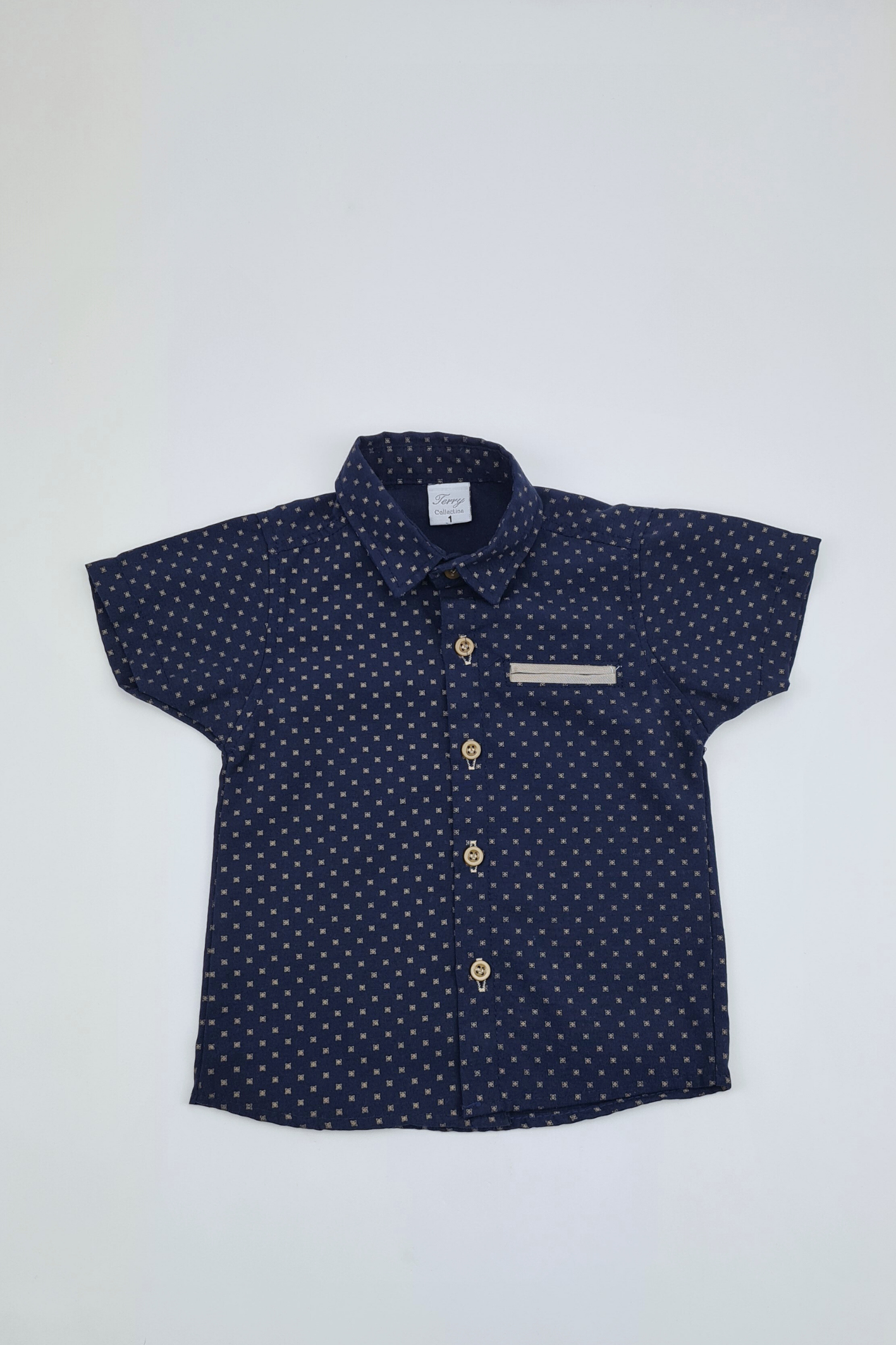 9-12m - Little Gentleman Smart Dress Up Navy Shirt (Terry Collection)