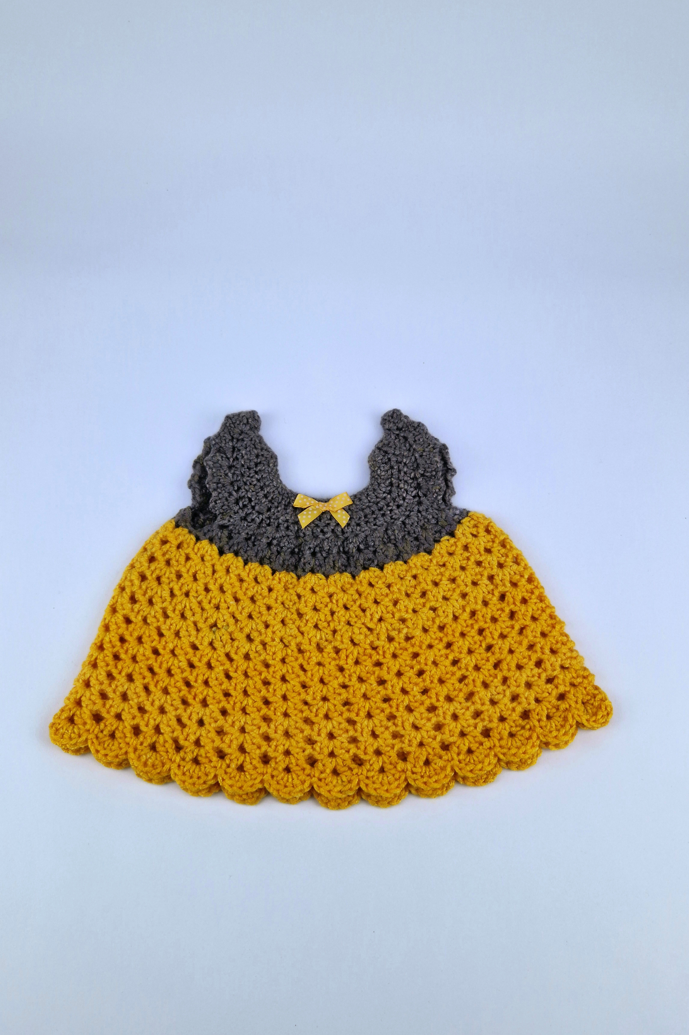 0-3m Crochet Fairy's Perfect Angel Mustard Dress