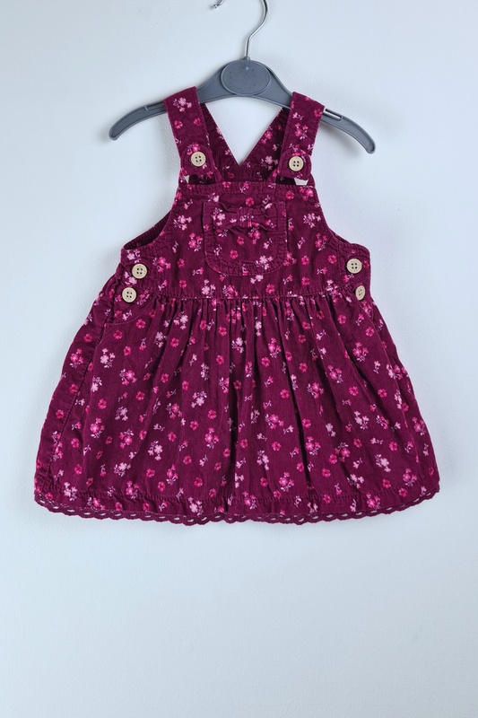 0-3m - Floral Cord Pinafore Dress (George)