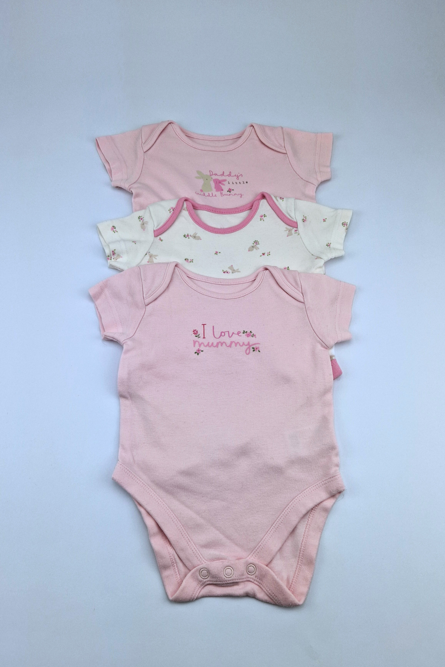 0-3m 'I Love Mummy' 3 Pack Bodysuit