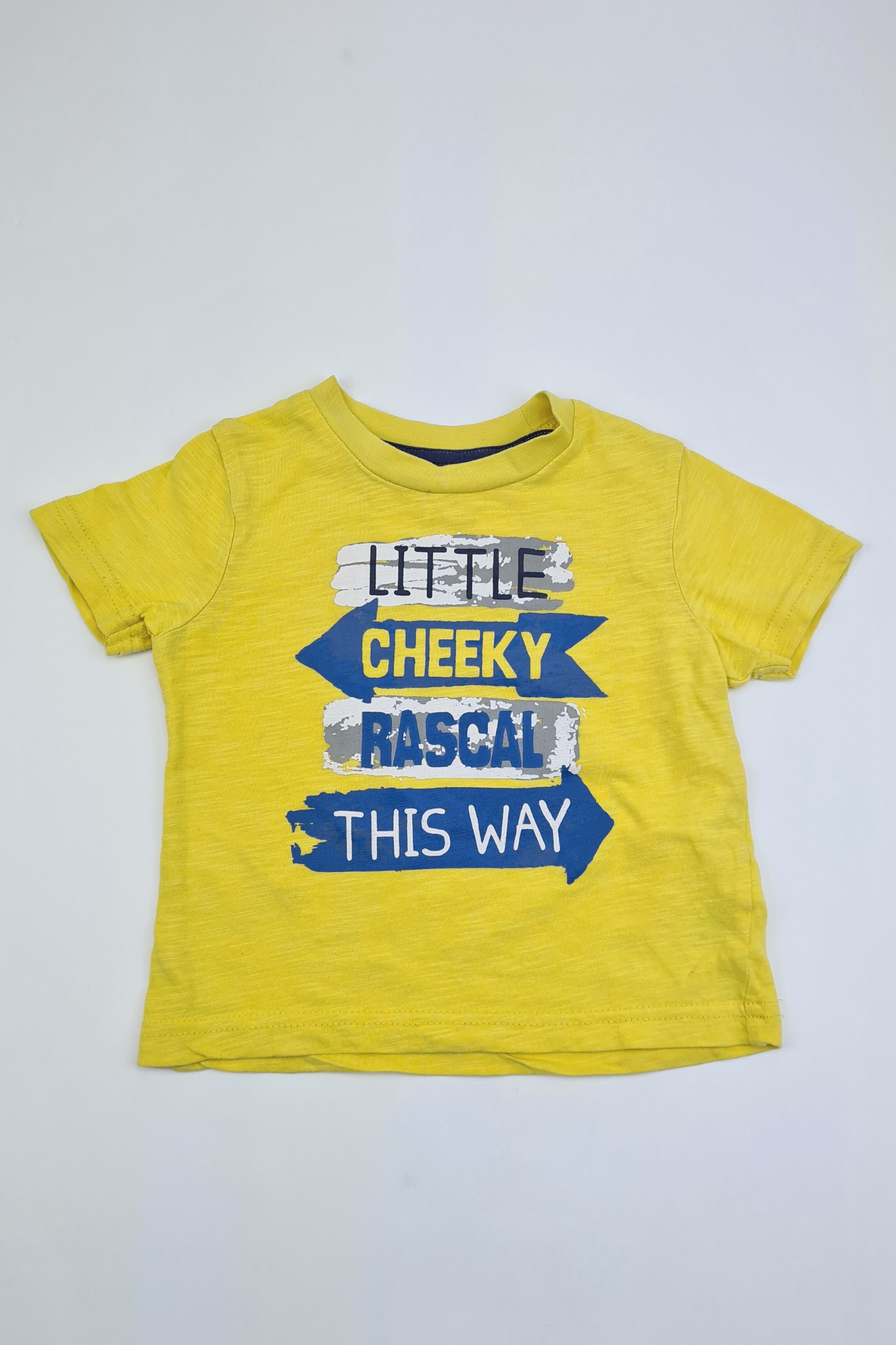 9-12m - 'Little Cheeky Rascal This Way' Yellow T-shirt (George)