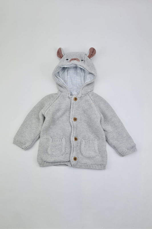 6-9m - Grey Button-Up Cardigan (M&S)