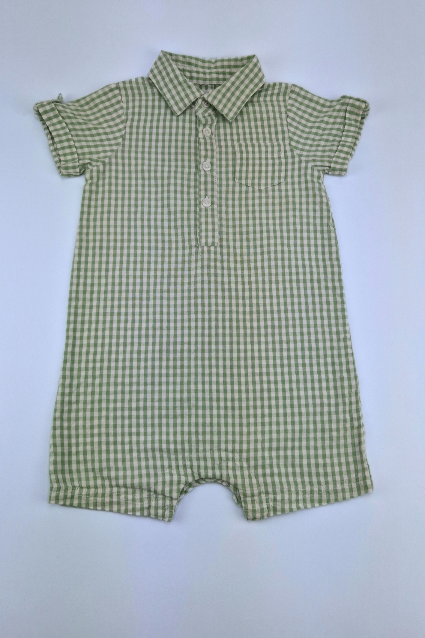 9-12m Plaid Cotton Romper