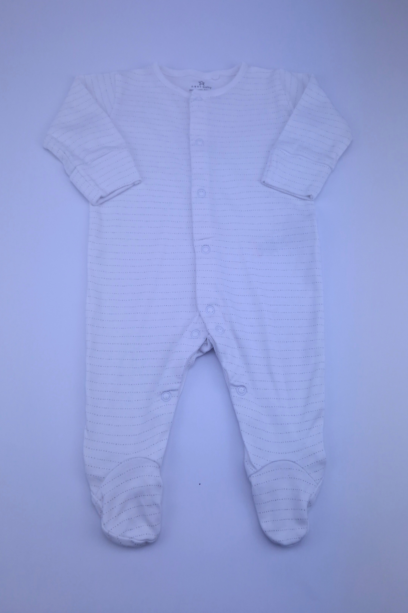 3-6M Next White Striped Babygrow
