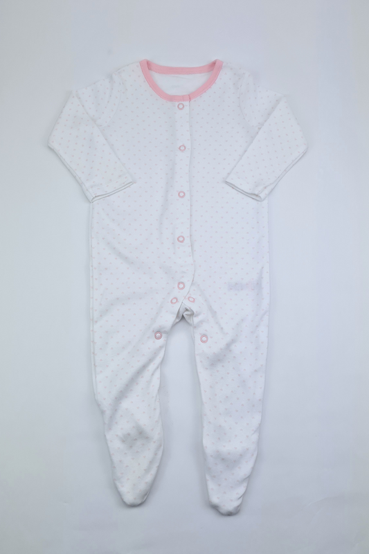 3-6m - Pink Heart Print Sleepsuit (George)