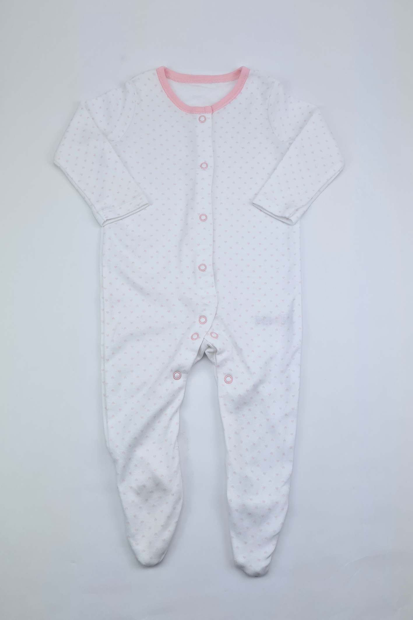 3-6m - Pink Heart Print Sleepsuit (George)