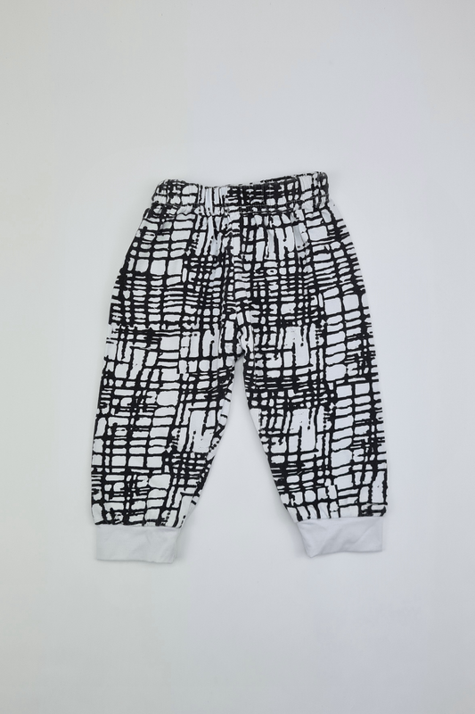 6-9m - Black And White Lounge Trousers