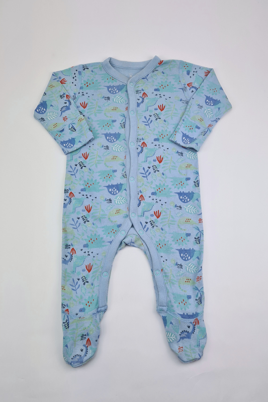 3-6m - Blue Longsleeve Sleepsuit (Mothercare)
