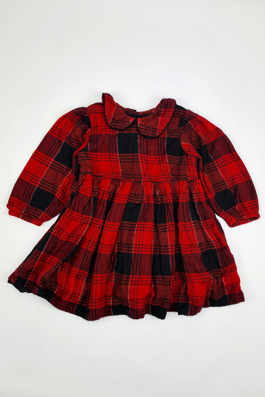 12-18m - Red Plaid Dress (Matalan)