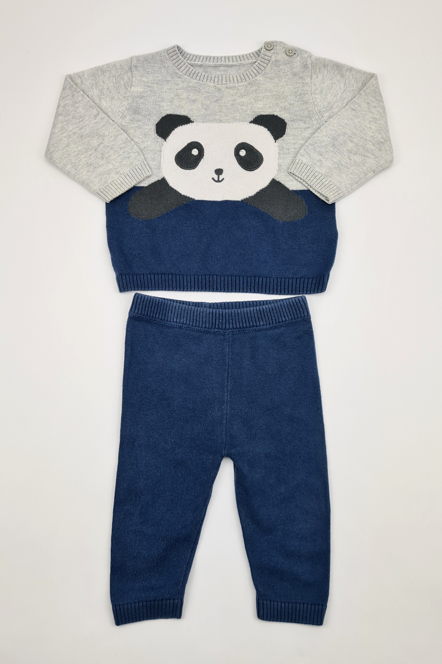 6-9 mois - Tenue pull ours panda et leggings en tricot assortis (M&S)