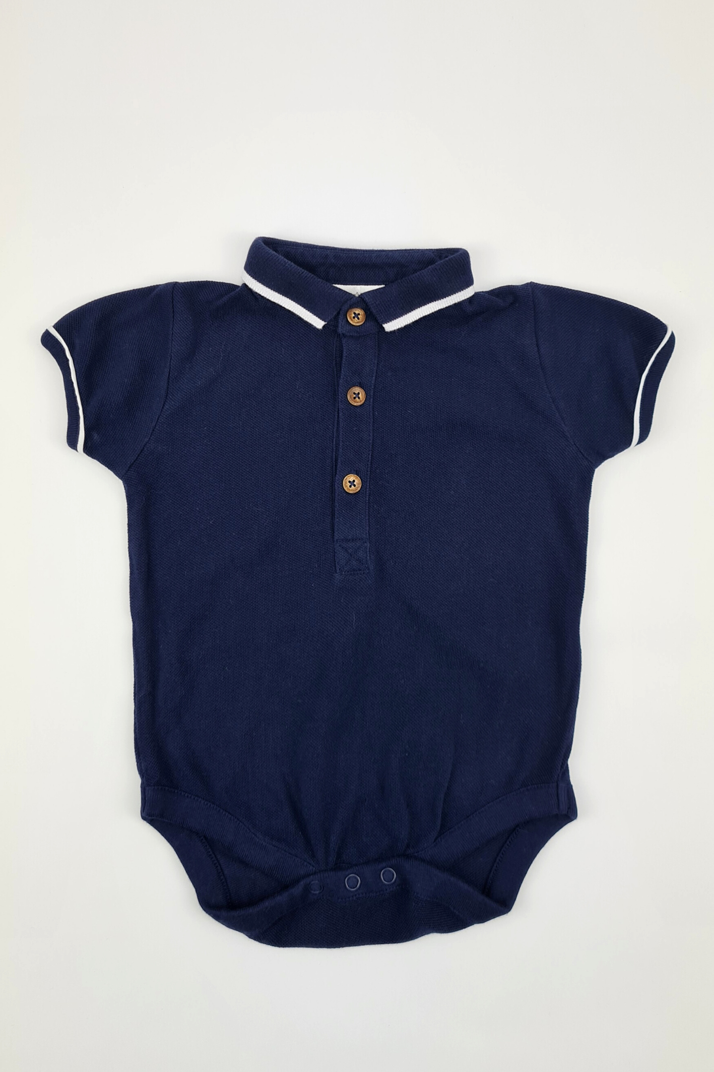 9-12m - Navy Polo Shirt Bodysuit (Next)