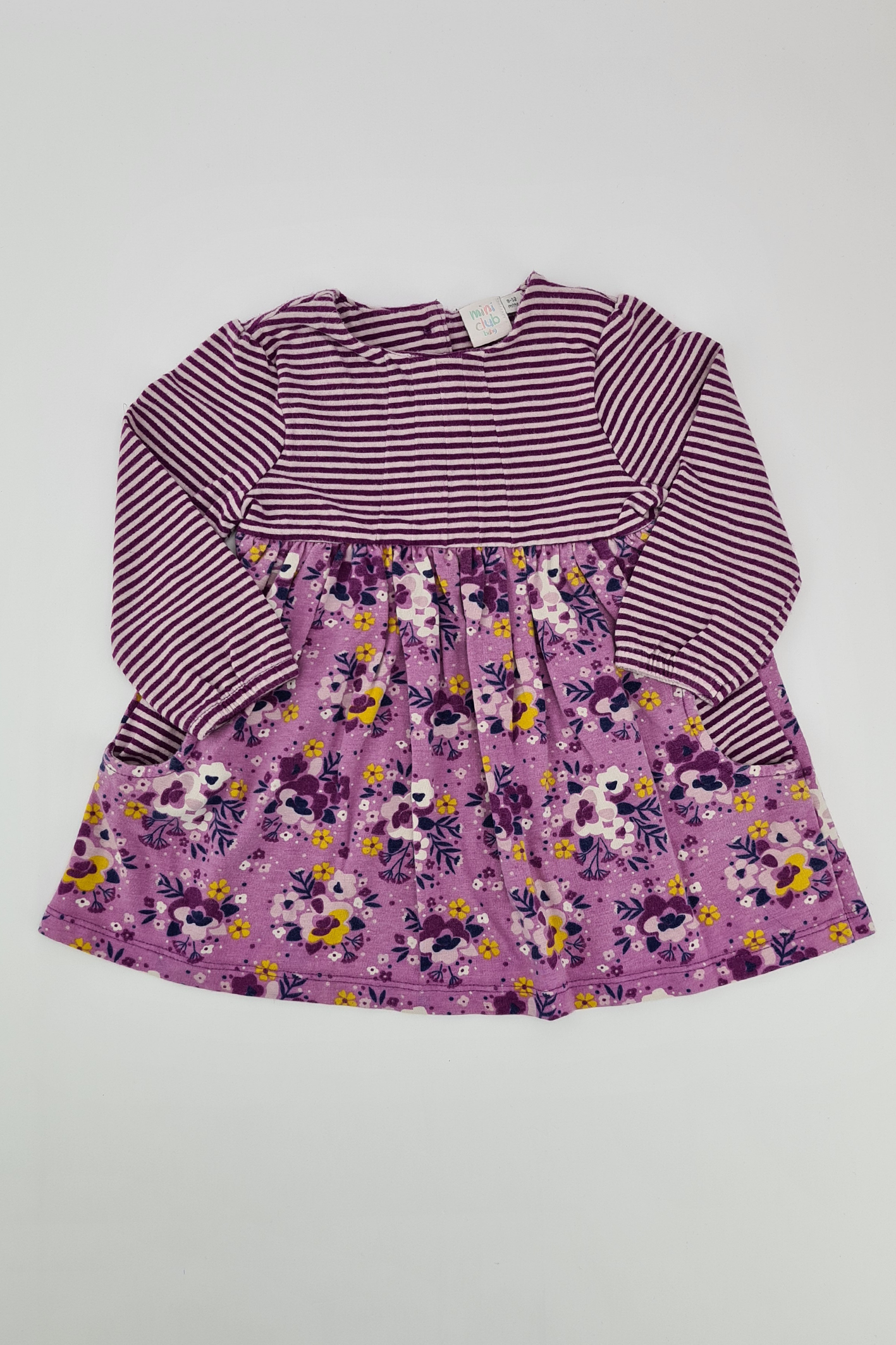 9-12m - Longsleeve Purple Floral Dress (Mini Club)