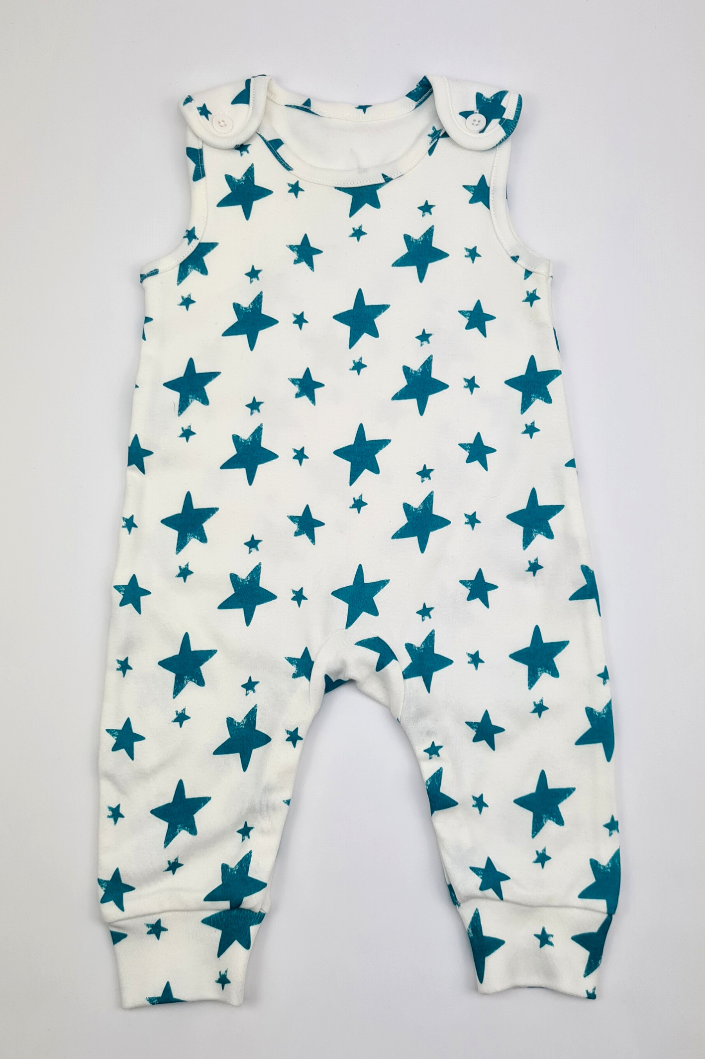 3-6m - Teal Star Print Romper (Scottish Baby Box)