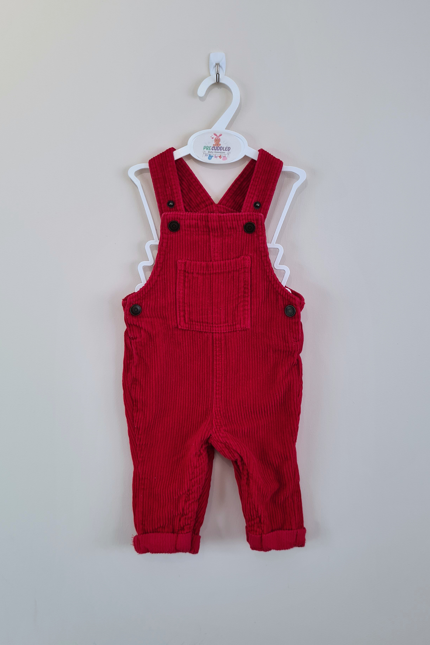 3-6m - Red Corduroy Dungaree (Tu)