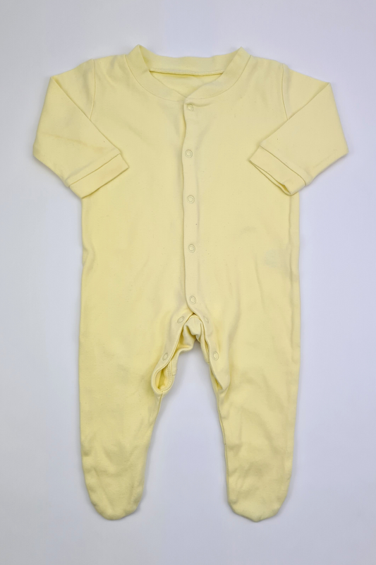 3-6m - 100% Cotton Yellow Sleepsuit (Scottish Baby Box)