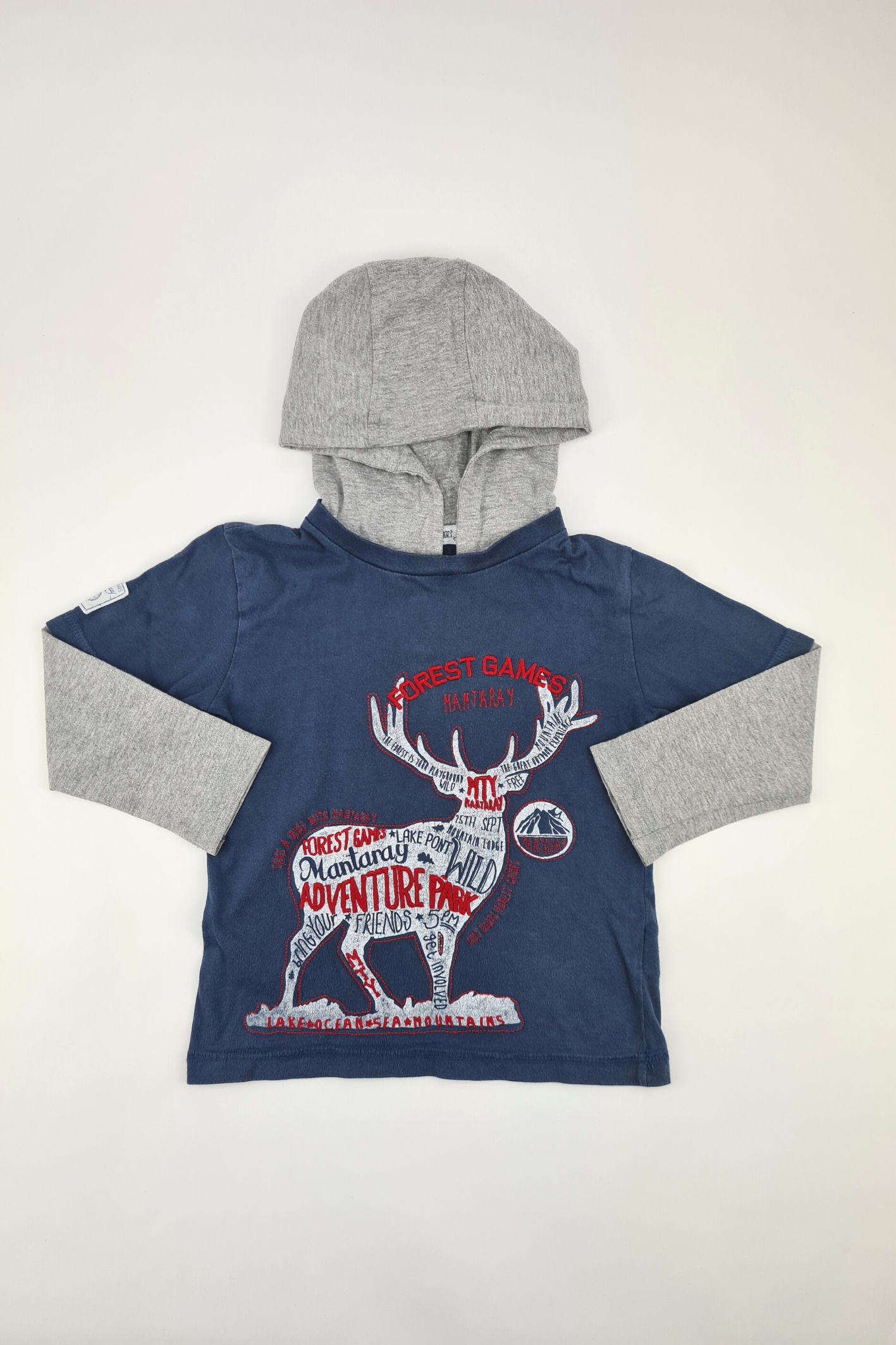3-4y - 'Forest Games' Hooded T-shirt (Mantaray)
