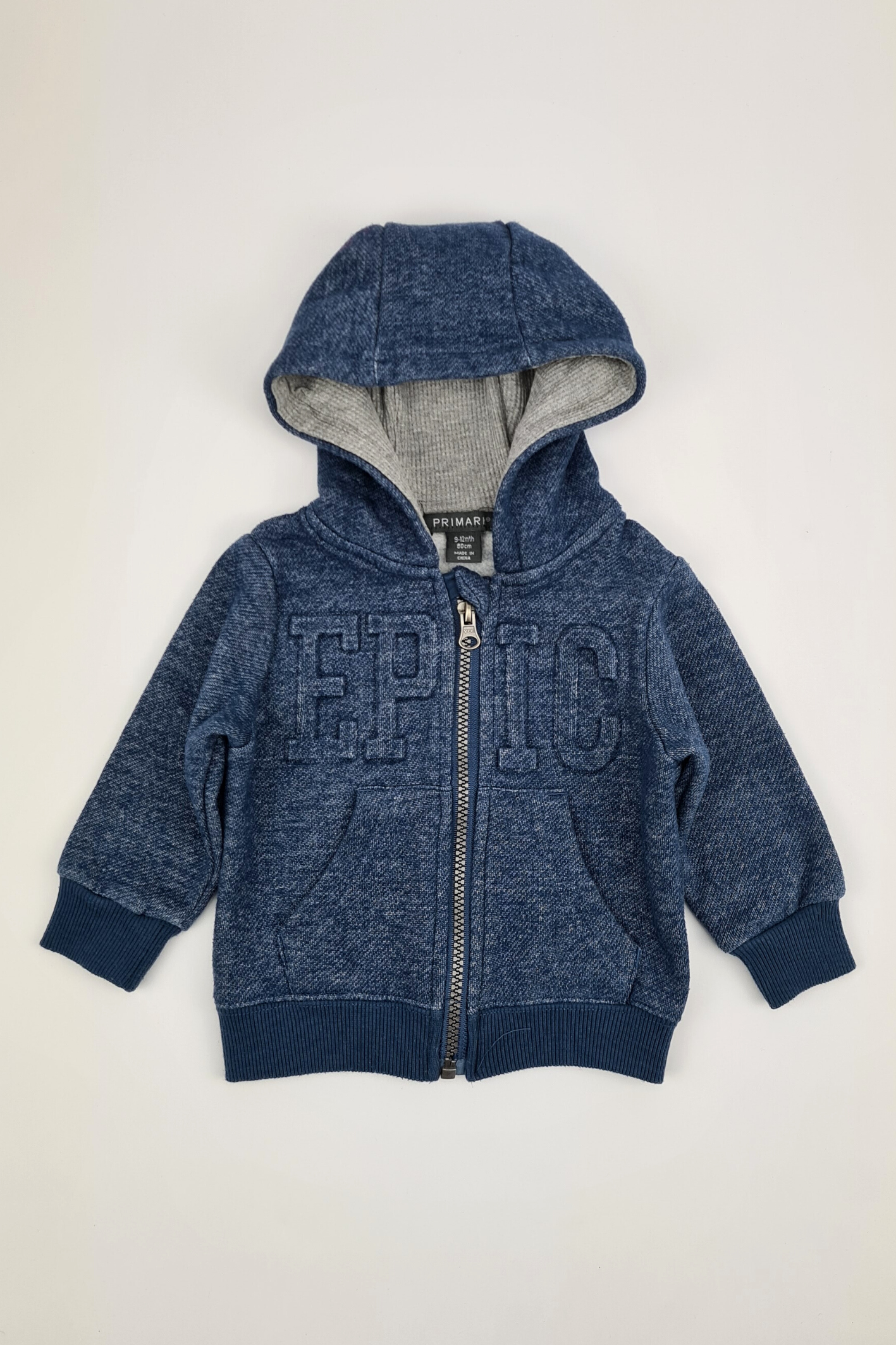 9-12m - 'Epic' Navy Hoodie (Primark)