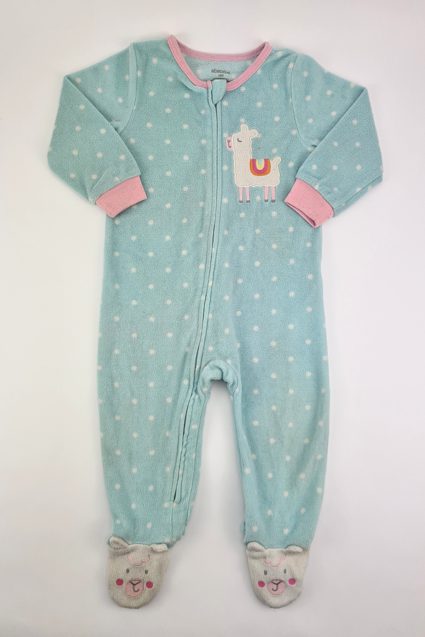 18–24 m – Blauer Fleece-Schlafanzug mit Punktemuster