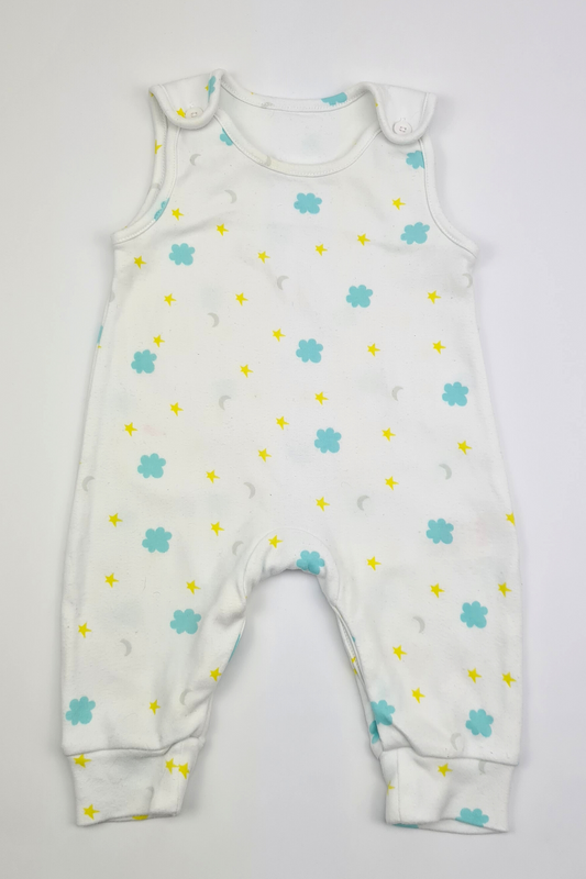 3-6m - 100% Cotton Star & Moon Print Romper (Scottish Baby Box)