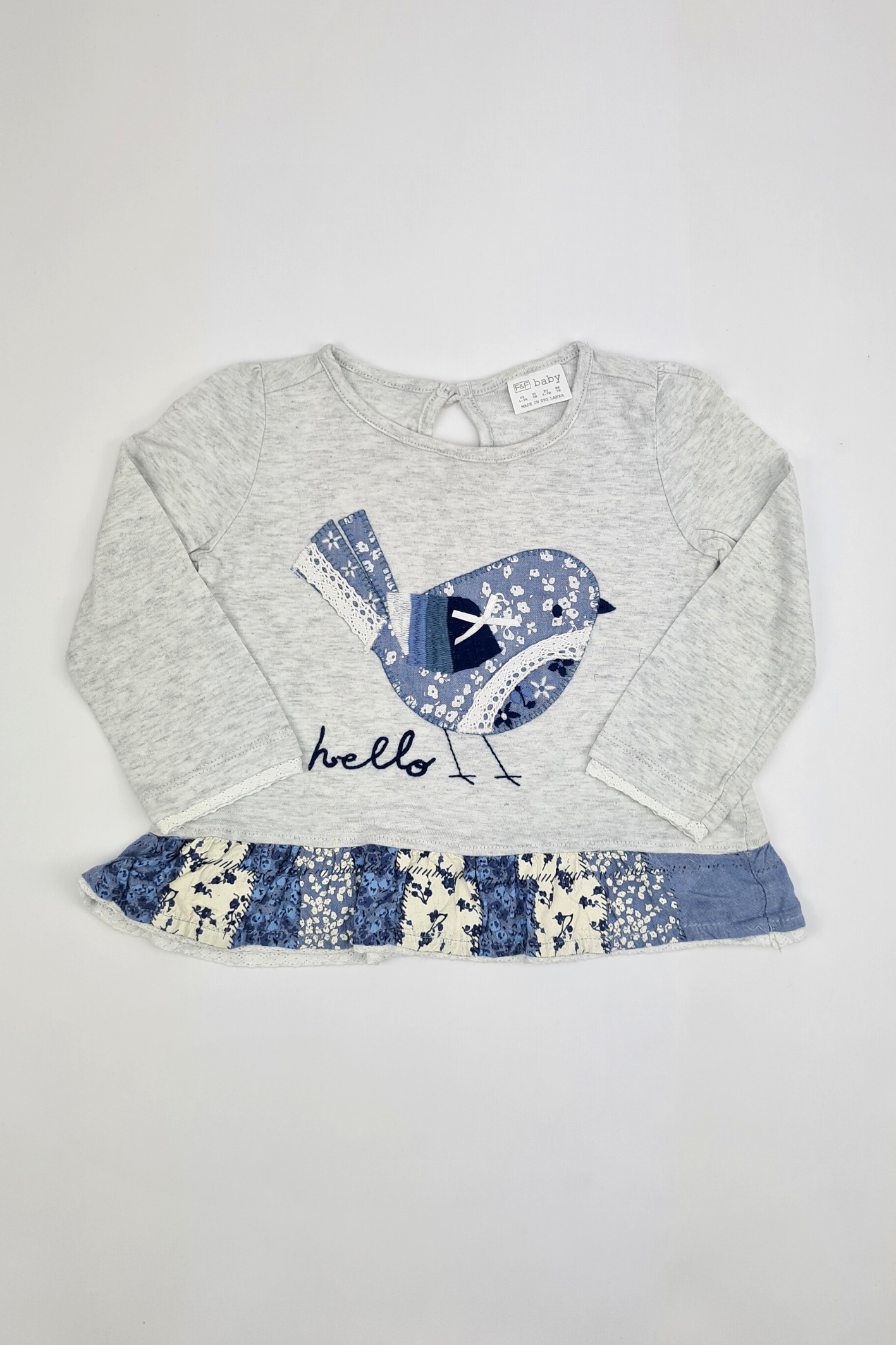 6-9m - Haut Oiseau Patchwork (F&F)