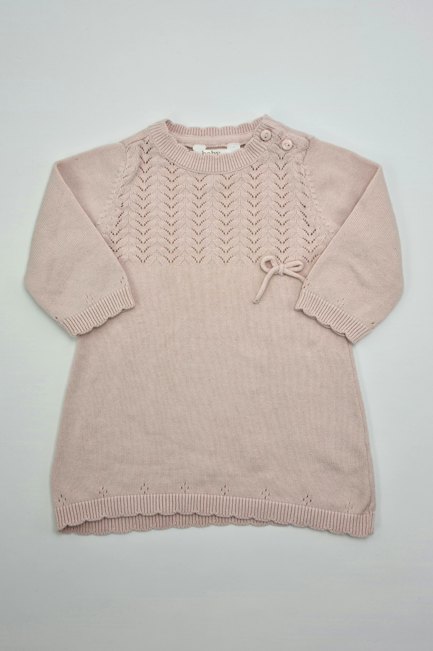0-3 mois - Robe en tricot rose 100% coton (M&Co)
