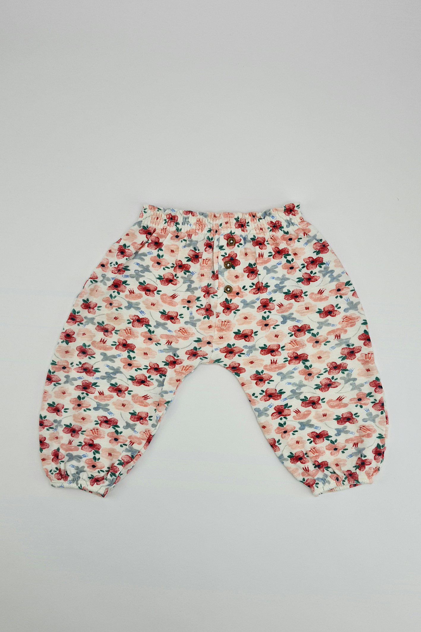 9-12m - 100% Cotton Floral Print Joggers (M&S)