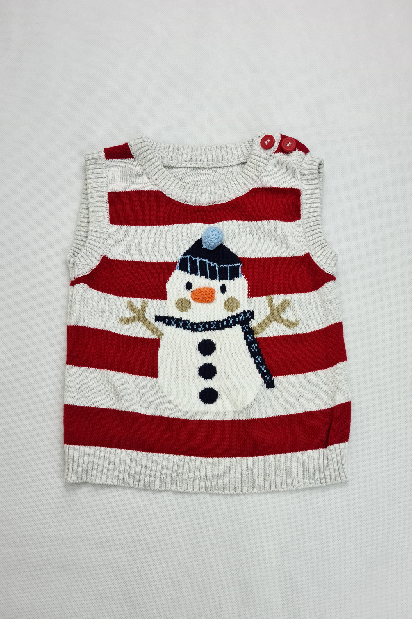 0-3 mois - Pull sans manches bonhomme de neige (George). 100% Coton.