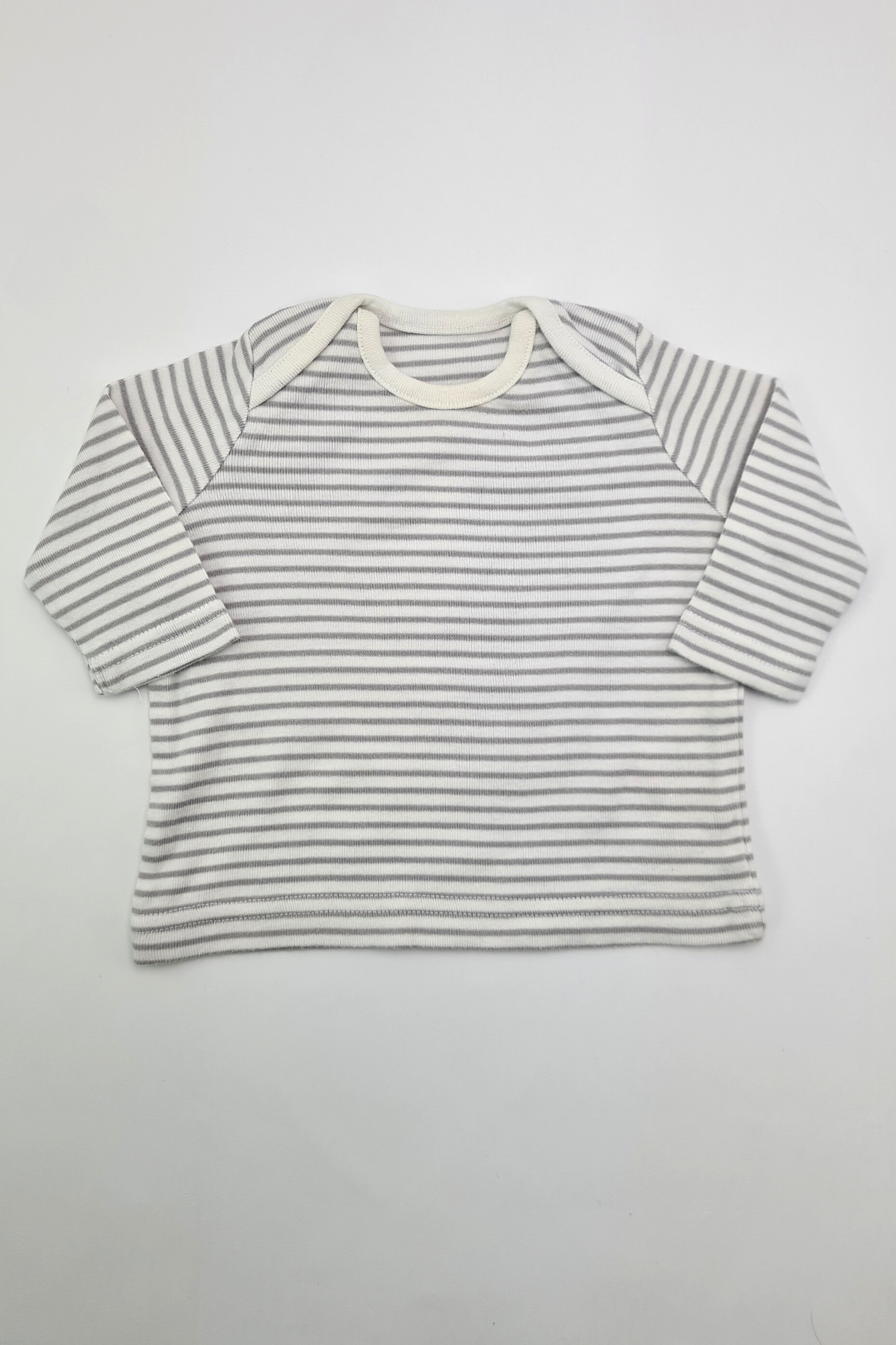 0-3m - Grey & White Striped Top (George)