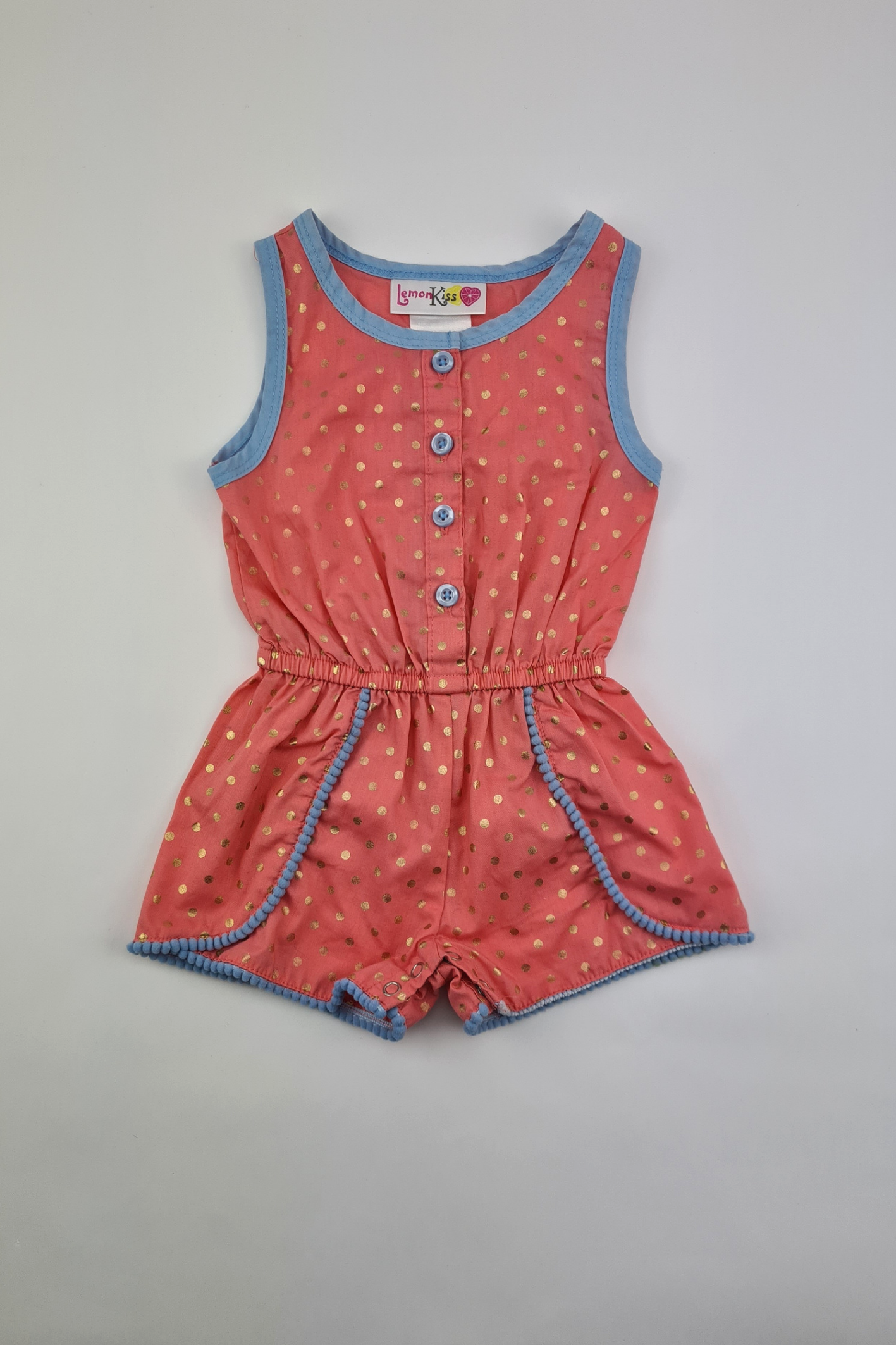 18–24 Monate – gepunkteter Playsuit (Lemon Kiss)