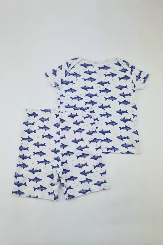 12-18m - Shark Print Short And T-shirt Set (F&F)