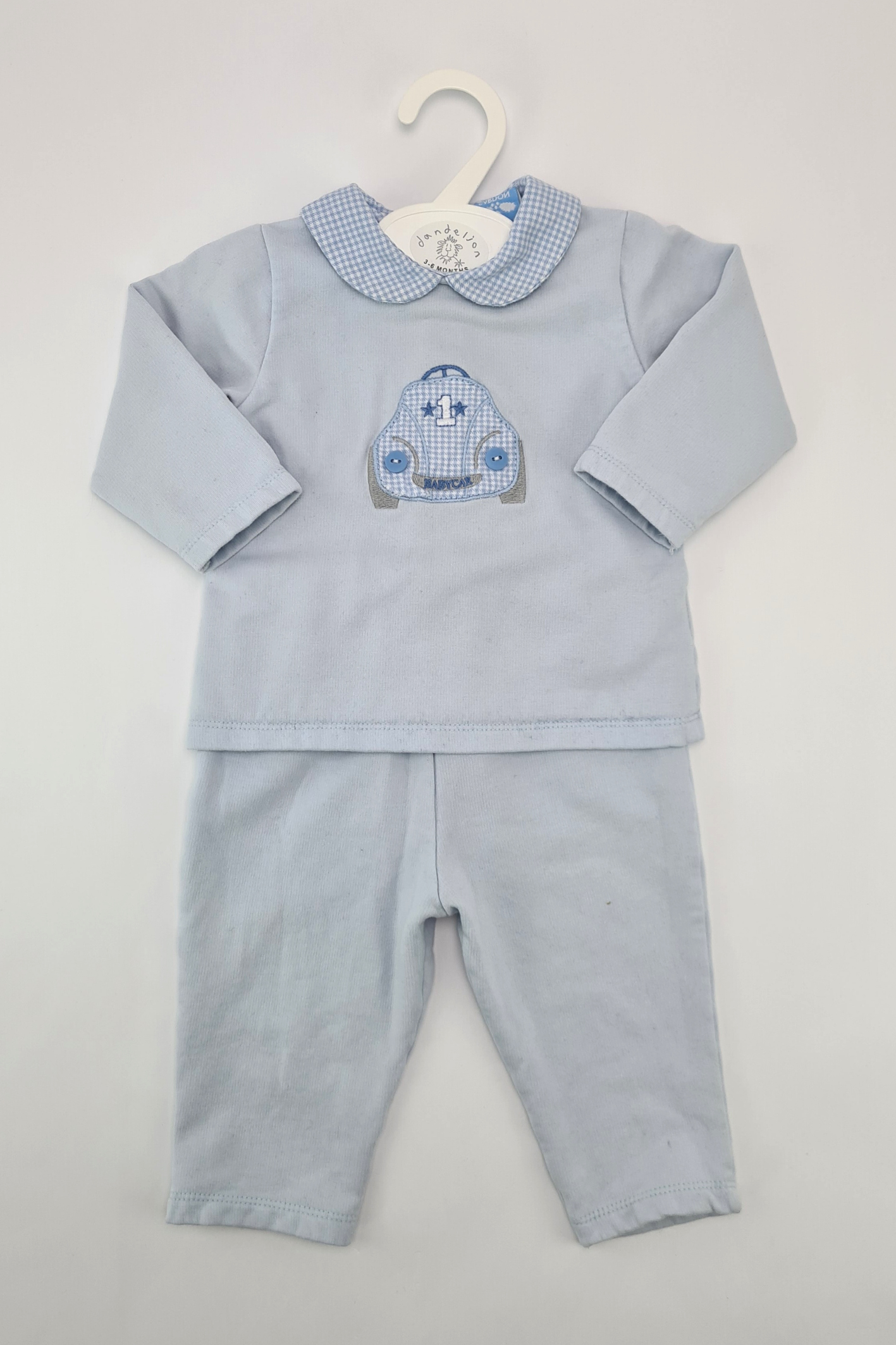 3-6 mois - Tenue de voiture 2 pièces bleu bébé (Sardon)